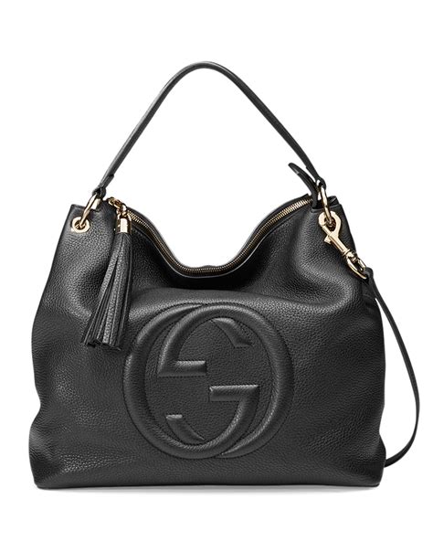 gucci black leather handbag sale|Gucci bags black soft leather.